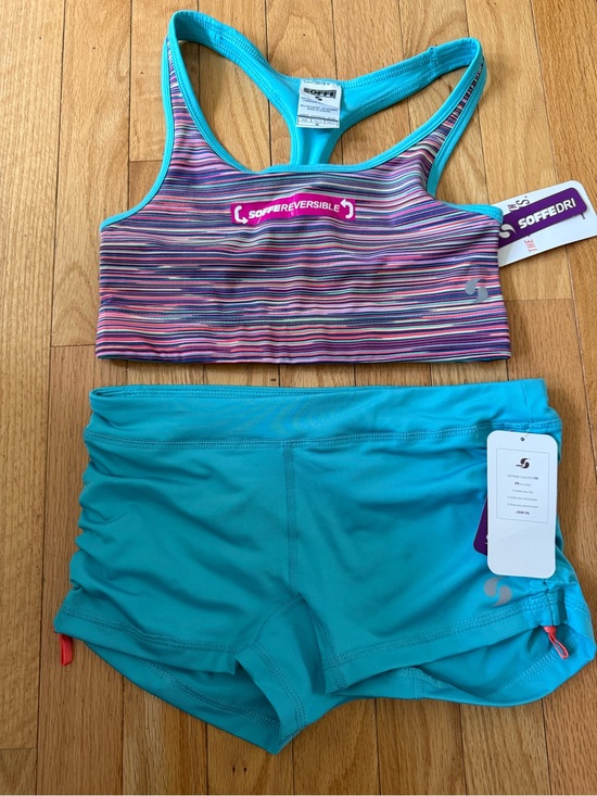 Soffe Other - Soffe Womens Small Reversible Turquoise Sports Bra and Matching shorts set